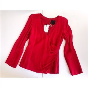 C/MEO Collective Crepe Wrap Top with Slit Sleeves